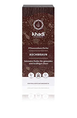 KHADI - Aschbraun Haarfarbpulver - 100% natürlich - Für alle Haartypen - Kräftigend und pflegend - BDIH zertifiziert - Vegan - 100 gr
