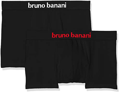 bruno banani Herren Short 2Er Pack Flowing Boxershorts, Schwarz (schwarz/weiß // schwarz/rot 1936), Large (Herstellergröße:L)