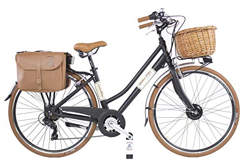 Canellini E-Bike Fahrrad ebike Dolce Vita by pedalunterstütztes Fahrrad elektrisches Citybike CTB Damen Vintage Retro Aluminium schwarz