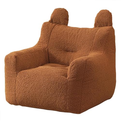 DTLEO Sitzsack-Lazy-Sofabezug (ohne Füllstoff), hochwertiger, weicher Teddy-Fleece-Stoff, Lazy-Sofa-Sitzsackbezug für Kinder und Erwachsene Kaninchen-Fluff-Imitation,Braun,L