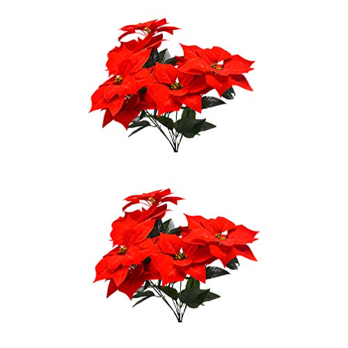 Garneck 2 stücke künstliche weihnachtsstern blumen weihnachtsbaum blumen ornamente für weihnachtsbaum hochzeitsmittelstück (rot)