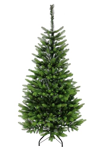 Künstlicher Weihnachtsbaum Premium Spritzguss PE 150 cm Höhe und 1093 Spitzen wie echt mit Metallständer und Aufbewahrungstasche Klappsystem Kunst Tanne (150 cm Höhe)