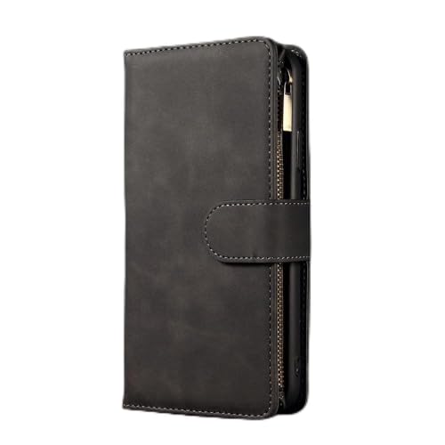 Bussiness Reißverschluss-Brieftaschenhülle aus Leder für Samsung Galaxy A12 A42 A91 A81 A71 A51 A41 A31 A21S A11 A01 A10 A20 A30 A40, Schwarz, Galaxy A91