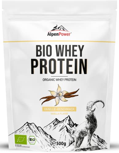 AlpenPower BIO WHEY Protein Vanille 500 g - 100% natürliche Zutaten & ohne Zusatzstoffe - Hochwertiges CFM Eiweiß-Pulver aus bester Bio-Alpenmilch