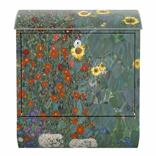 Arcondo Design Briefkasten mit Motiv und Zeitungsfach Gustav Klimt Bauerngarten mit Sonnenblumen