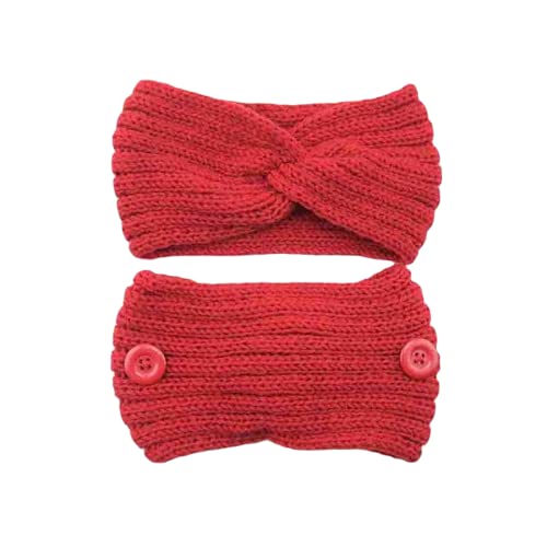 TOBILE Ohrenschützer Winter Gestrickte Stirnbänder für Frauen Warmes Haarband mit Knopf Ohrwärmer Stricken Turban Bandage Haarschmuck - 14