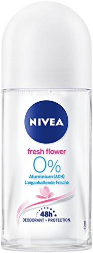 NIVEA Fresh Flower Deo Roll On im 6er Pack (6x 50 ml), Deo ohne Aluminium mit frischem Blumenduft, Deodorant mit 48h Schutz pflegt die Haut