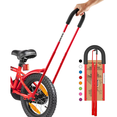 Prometheus Schubstange - Schiebestange Haltestange für Kinderfahrrad - Achsmontage - verstellbare Fahrrad Lernhilfe in Rot Edition 2024