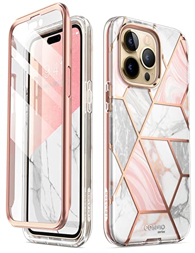 i-Blason Glitzer Hülle für iPhone 14 Pro Max (6.7‘’) Handyhülle 360 Grad Case Bumper Schutzhülle Cover [Cosmo] mit Displayschutz 2022 Ausgabe (Marmor)