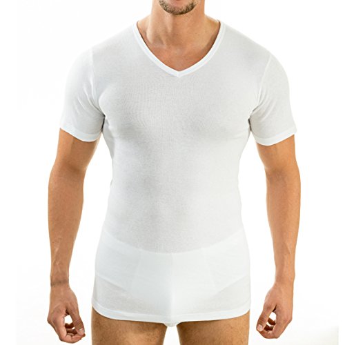 HERMKO 4880 4er Pack Herren Business Kurzarm Unterhemd mit V-Ausschnitt, Farbe:weiß, Größe:D 9 = EU 3XL