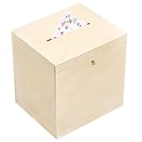 Creative Deco Holzkiste mit Deckel Geldgeschenke Hochzeit Holzbox | 29 x 25 x 30 cm | mit Schloss und Schlüssel Geschenkkarten Box Geldbox Briefbox | Unlackiert Kasten | Ideal für Lagerung