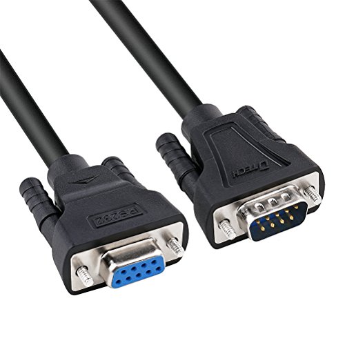 DTECH DB9 RS232 Serielles Kabel, Stecker auf Buchse, Verlängerungskabel, Nullmodemkabel, Kreuz, TX RX Linie für Datenkommunikation, 3 m, Schwarz