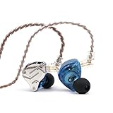 LINSOUL KZ ZS10 Pro, 4BA+1DD 5 Treiber In-Ear-Monitor, HiFi Kabelgebundene Ohrhörer, Gaming-Kopfhörer, Hybrid IEM Kopfhörer mit Edelstahlfrontplatte, 2-poliges abnehmbares Kabel (Ohne Mic, Blau)
