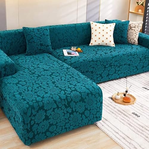 JIAMU Universal-L-förmiger Sofabezug für Wohnzimmer, elastisch, einfarbig, Sternprägung, All-Inclusive-Sessel-Ecksofa-Schonbezug