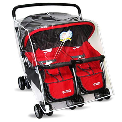 Maxtonser Baby Pushchs Rain Cover for Twins Clear Stroller Raincoat Wind Dust Shield,Stroller Raincoat