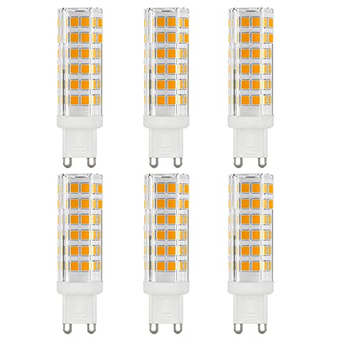 BANGSHUO 6 Stück G9 LED-Glühbirne, 9W (85W Äquivalent), Nicht dimmbar, Warmweiß 3000K, 850 Lumen G9 AC220-240V, 360 Grad