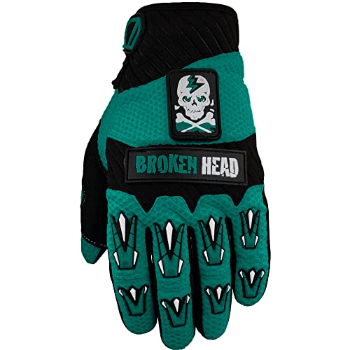 Broken Head MX-Handschuhe Faustschlag - Motorrad-Handschuhe Für Motocross, Enduro, Mountainbike - Petrol - Blau (L)