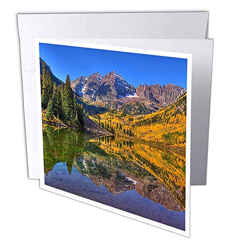 3dRose gc_26258_2 Grußkarte"Kastanienglöckchen Peaks in the Elch Mountains Reflected on Aspen Lake" (15 x 15 cm), 12 Stück