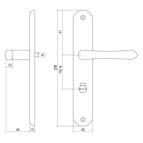 Intersteel Türdrücker »Saturnus«, 238x40x10 mm WC 788 mm