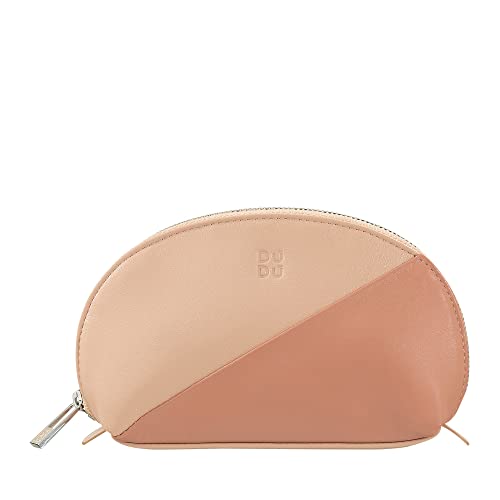 DUDU Mini-Leder Etui, Reise-Kosmetiktasche, kleine Geldbörsen mit Reißverschluss, buntes Design Puder rosa