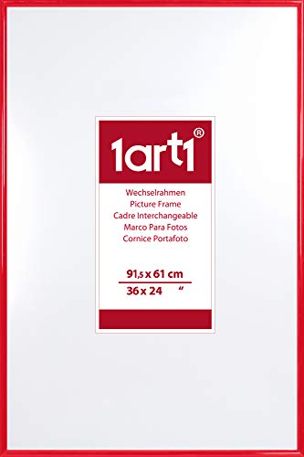 1art1 Bilderrahmen Posterrahmen 91 x 61 cm in Retro Rot für Poster und Plakate in der Größe 91 x 61 cm/moderner Kunstoffrahmen