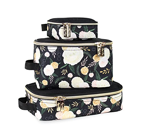 Chelsea + Cole For Itzy Ritzy Packing Cubes - Set of 3 Floral Packing Cubes or Travel Organizers; Each Cube features a mesh top, double zipper and a fabric handle ; Floral