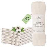 Mioeco 10-Pack Wiederverwendbare Papierhandtücher, waschbar – Alternative aus Bio-Baumwolle, Bambus – Dicke, Starke, papierlose Küchen-Geschirrtücher – Wiederverwendbare Servietten – Geschirrtücher