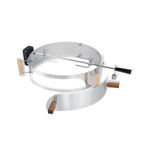 MOESTA-BBQ 10093 Smokin' PizzaRing Rotisserie-Set – Elektrischer Spießdreher für Kugelgrill mit 57 cm Ø, Batterie Motor