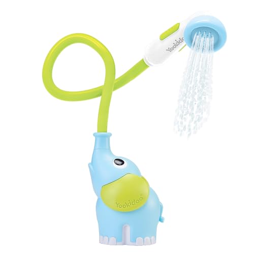 Yookidoo - Baby-Badedusche, Elefant, Blau – Spielzeug für Badewanne und Dusche, Wahrnehmung – Schlauch zum Aufsaugen des Babys – Geschenk für Babys von 0 bis 2 Jahren
