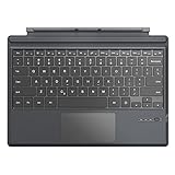 MoKo Schutzhülle für Microsoft Surface Pro 7/Pro 6/ Pro 5 (Pro 2017) / Pro 4 / Pro 3 Type Cover, leichte, schnurlose Bluetooth-Tastatur mit Zwei Tasten und integriertem wiederaufladbaren Akku, grau