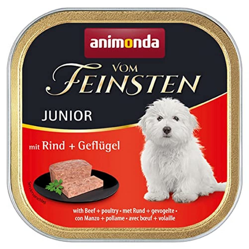animonda Vom Feinsten Junior Hundefutter, Nassfutter für Hunde im Wachstum, mit Rind + Geflügel, 22 x 150 g