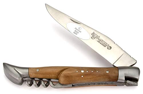 LAGUIOLE en Aubrac Taschenmesser mit Korkenzieher L0311POIS 11 cm, Griffschalen Apfelbaum, Klinge 9 cm matt, Backen matt