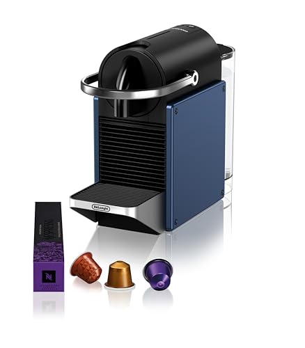 NESPRESSO De'Longhi Pixie EN127.BL Kaffekapselmaschine, zwei Direktwahltasten, ECO-Modus, kompaktes Design, 19 Bar Drucksystem, 1260W, Blau/Schwarz