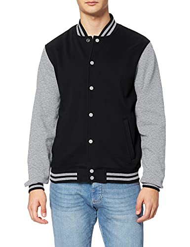 Build Your Brand Herren Sweat College Jacket Jacke, per pack Mehrfarbig (Black/H.Grey 00658), XXX-Large (Herstellergröße: 3XL)