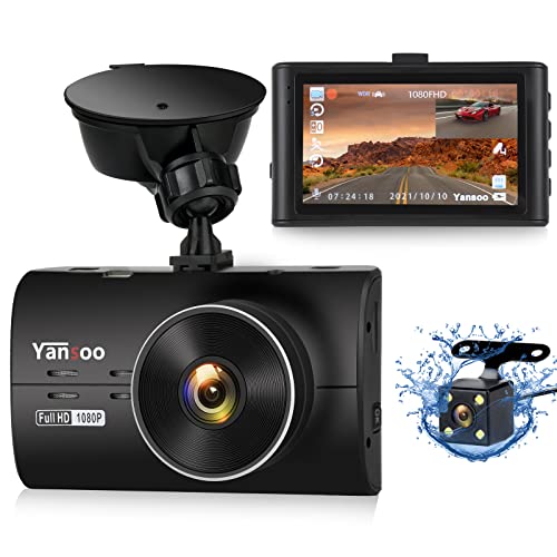 Dash Cam Front and Rear 1080P FHD Car Camera 3" IPS Dashboard in Car Camera with Super Front and Rear Night Vision, 170° Wide Angle, Loop Recording, WDR, G-Sensor, Parking Monitor, Motion Detection