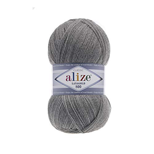 Alize Wolle Alize Lanagold 800 5 x 100g Strickwolle mit 49% Wolle 500 Gramm Wolle einfarbig türkische Wolle (21)