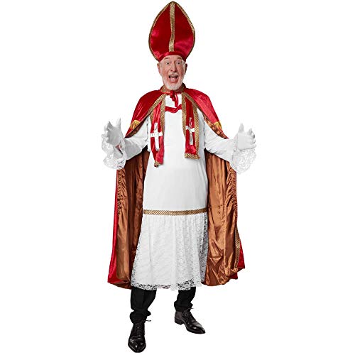 dressforfun 900841 St. Nikolaus Kostüm, Heiliger Bischof Weihnachts Kostüm Set, mit Umhang, Kopfbedeckung und Handschuhe, dunkelrot - Diverse Größen - (XXL | Nr. 303462)