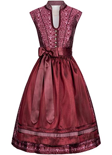 Krüger-Collection Damen Trachten-Mode Midi Dirndl Astrid in Bordeaux traditionell, Größe:32, Farbe:Bordeaux