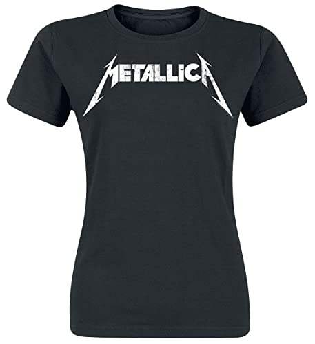 Metallica Textured Logo Frauen T-Shirt schwarz S 100% Baumwolle Band-Merch, Bands, Nachhaltigkeit