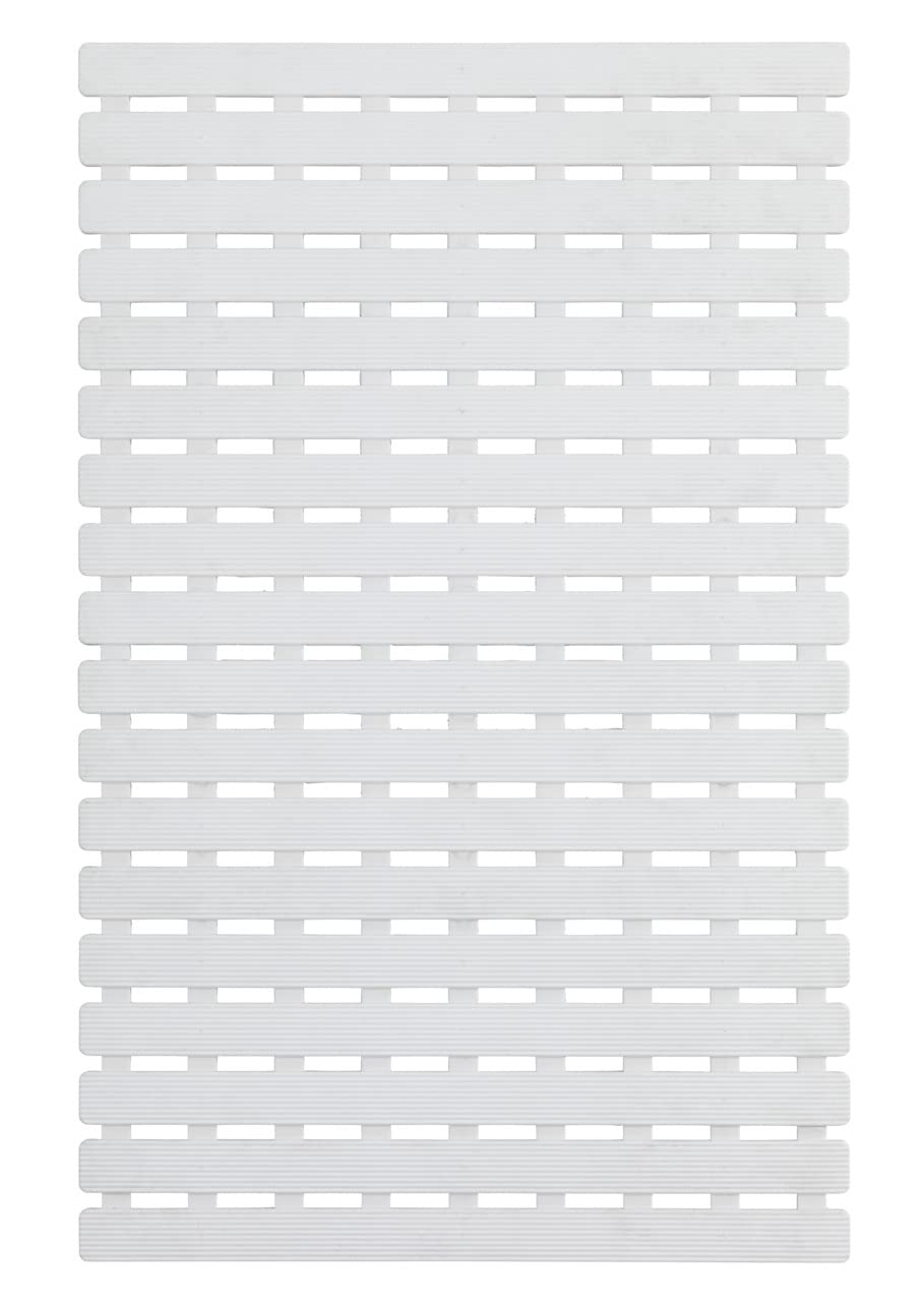 WENKO Wanneneinlage Arinos Weiß - Antirutsch-Badewannenmatte mit Saugnäpfen, Kunststoff, 40 x 63 cm, Weiß