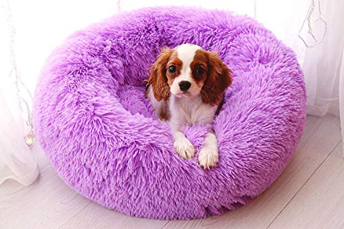 Maran Luxuriöses Donut-Haustierbett Hundekissen,Warm Hundeschlafplatz Katzendecke Hundematratze Tierbedarf Hundekorb für Hunde Katzen Hundekissen-violett-70 * 70 * 20cm