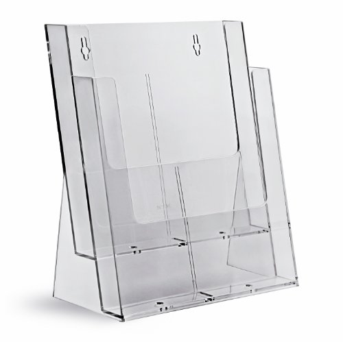 taymar Tisch-Prospektständer, DIN A4, 2 Etagen, transparent, ohne Fachteiler