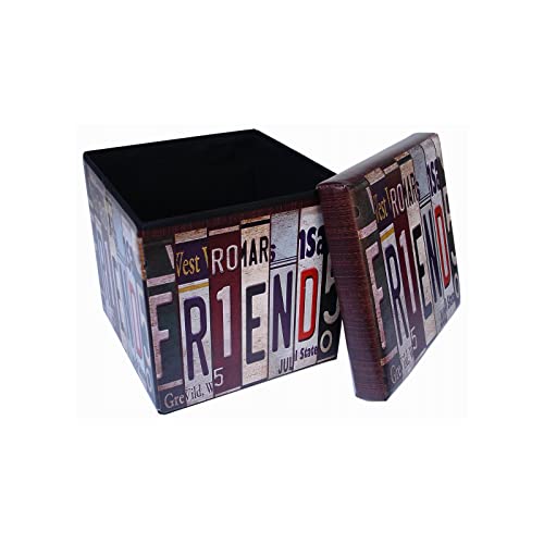 Biscottini Sitzsack aus Kunstleder 33 x 33 x 33 cm | Aufbewahrungsbox mit Deckel | Aufbewahrungswürfel | Sitzsack faltbar