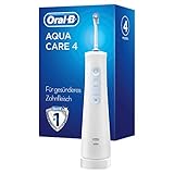 Oral-B AquaCare 4 Munddusche, Zahnzwischenraumreiniger mit 4 Putzmodi für eine sanfte Zahnpflege und gesundes Zahnfleisch, Geschenk Mann/Frau, Designed by Braun, weiß/blau