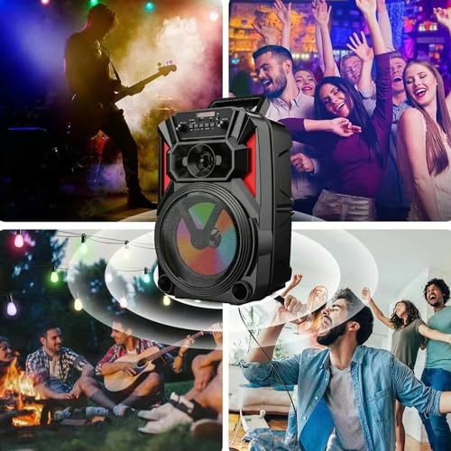 Avilia Bluetooth-Lautsprecher 11 W RMS 7 Zoll Lautsprecher: Lautsprecherbox mit Mikrofon, dynamische LED-Beleuchtung & Eco-Effekt für Karaoke, Singen, Präsentationen und Partys – kabellos, tragbar,