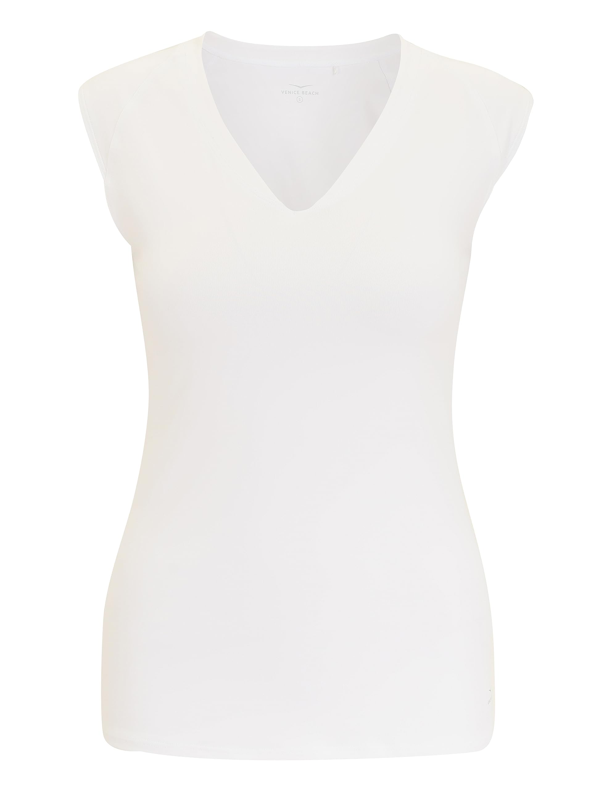 Venice Beach Sport-T-Shirt für Damen mit körperumspielender Schnittform und V-Ausschnitt ELEAM M, White