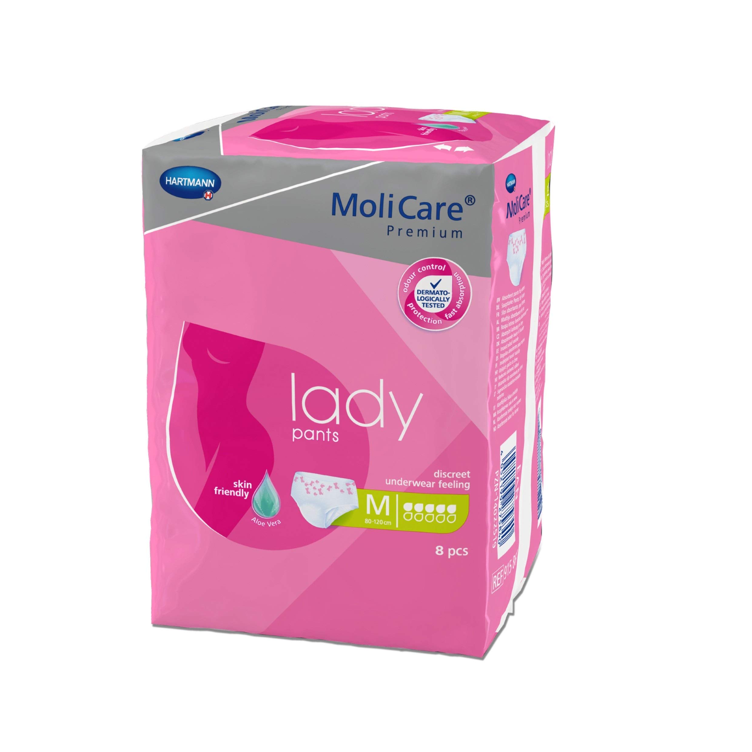 MoliCare Premium lady pants, Diskrete Anwendung bei Inkontinenz speziell für Frauen, Aloe Vera, 5 Tropfen, Gr. M, 8x8 Stück
