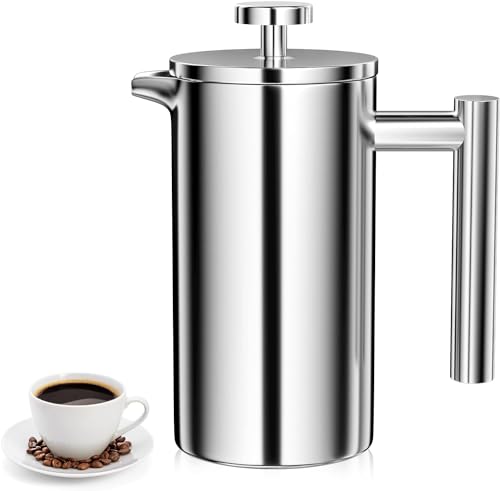 French Press - 350 ml doppelwandige Kaffeemaschine aus Edelstahl French Press Teekanne mit Filter