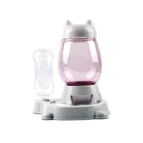 MOVKZACV 2 in 1 Automatischer Haustier-Futterspender Wasserspender, Automatischer Schwerkraft-Wassernapf Futterspender für Hunde und Katzen, Katzennapf Hundenapf mit Automatischen Trinkflaschen