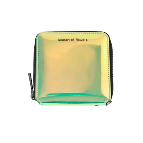 LMLXYZ Portemonnaie Modische Kurze Brieftasche Von Frauen Mit Farbiger Pu -Leder -Münzbrieftasche, Ausgestattet Mit Nackengurt-D523-Green